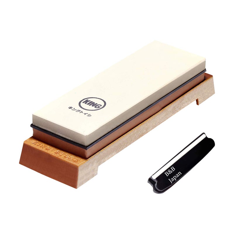 King Japanese Knife Sharpener 1000/6000 Grit and Knife Angle Holder Set by B&B japan for Stainless Steel Cutlery and Pointed Carver, Best for Long-Lasting Sharpness, "KING" Trade Mark - Image 1